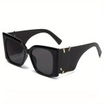 Stylish Oversized Women'S Fashion Glasses with Square Lenses & Golden Accents - Large Frame, Black, Perfect for Driving & Daily Wear, Fashionable Street Style, Fashionable Eyewear | Square Fashion Glasses | Durable Eyewear