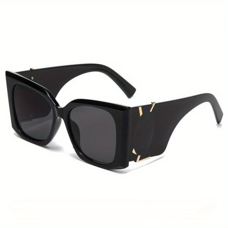 Stylish Oversized Women'S Fashion Glasses with Square Lenses & Golden Accents - Large Frame, Black, Perfect for Driving & Daily Wear, Fashionable Street Style, Fashionable Eyewear | Square Fashion Glasses | Durable Eyewear