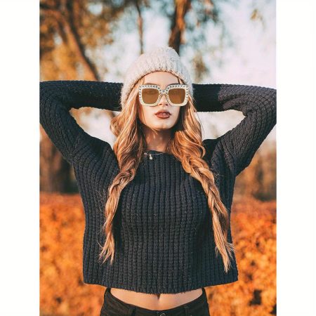 Frienda Women's Oversize Square Fashion Glasses - Thick Retro Frame Protection Glasses, Vintage Fashion Eyewear for Everyday & Special Events (Light Purple, Gray, Yellow, Pink, Clear Pink, Clear Tawny) - Ideal Gift for Women